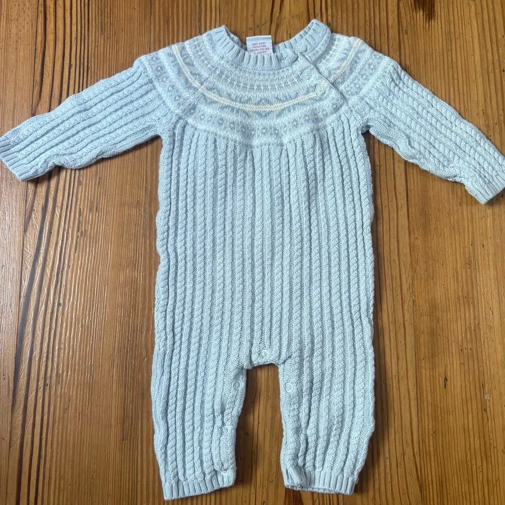 Tahari light blue cable knit long sleeve‎ bodysuit SIZE 6-9M
